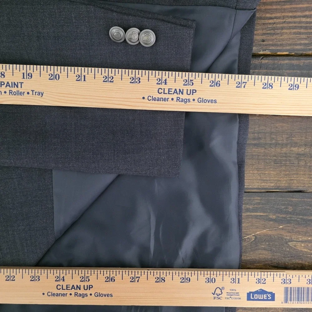 Stafford‎ Essentials Men's Sport Coat Blazer Two Button Gray Poly Wool Blend 48R